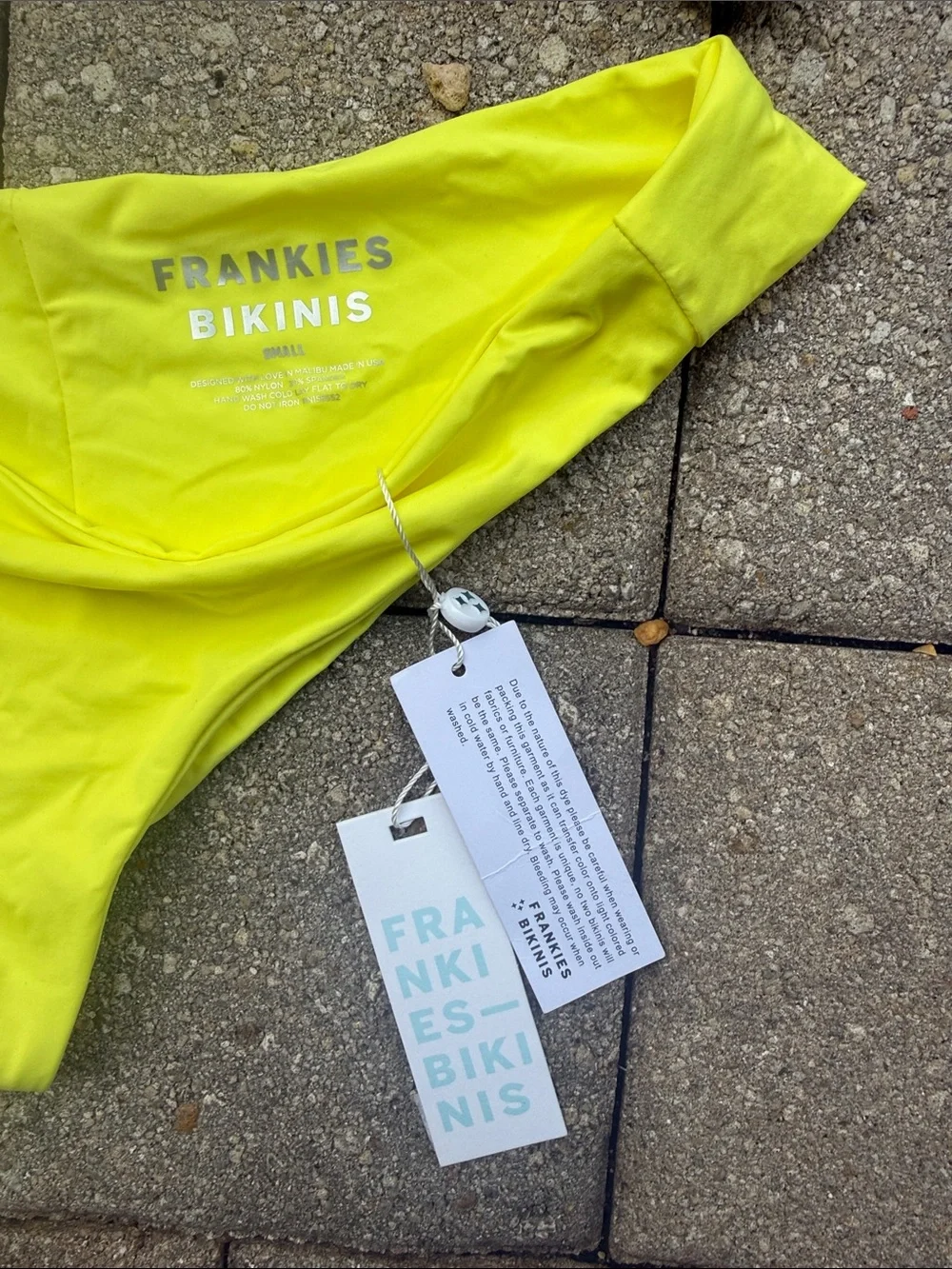 Frankie's Bikinis Neon Lime Triangle Bikini Top and matching bottom